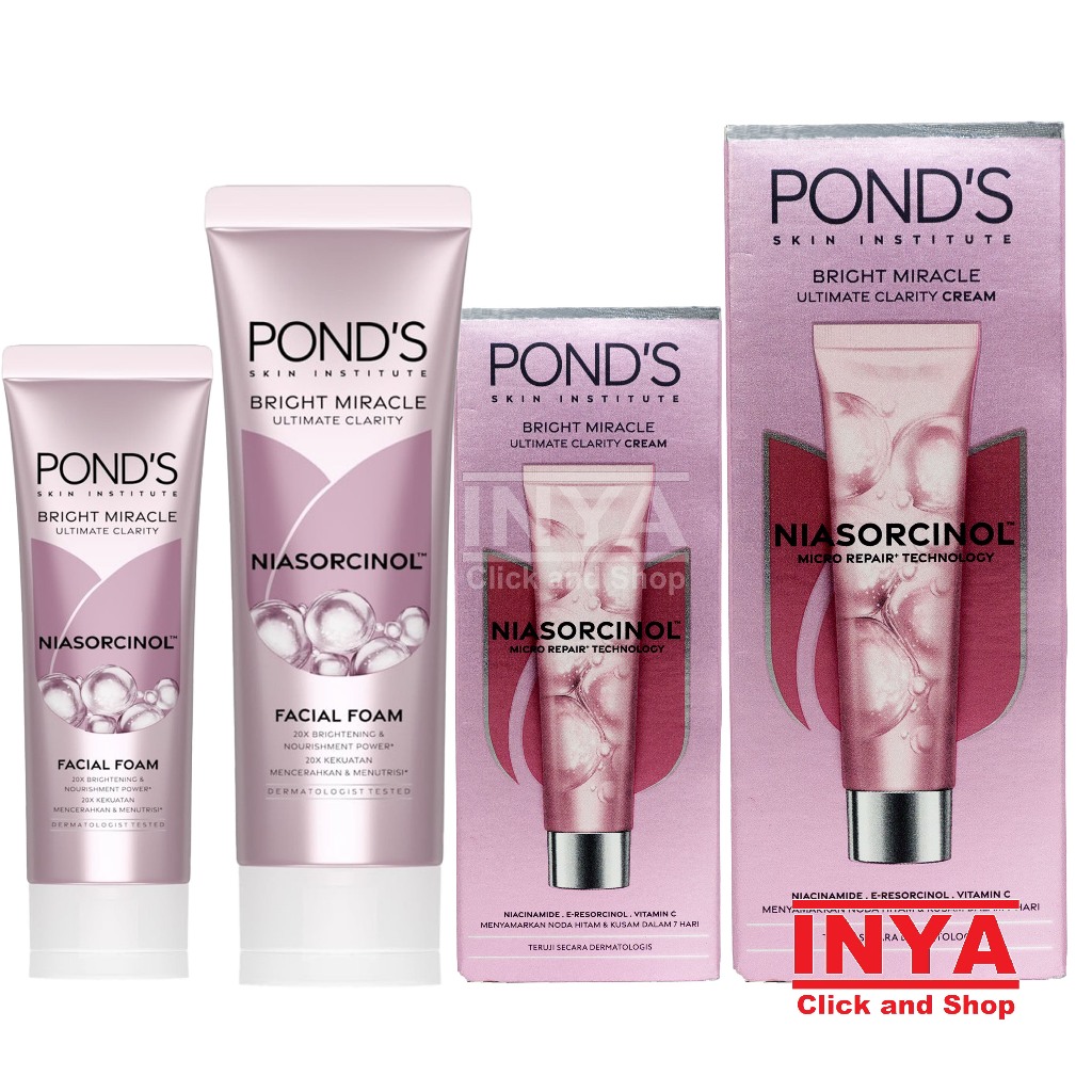 PONDS Bright Miracle Ultimate Niasorcinol Cream & Facial Foam - Cream Wajah & Sabun Wajah