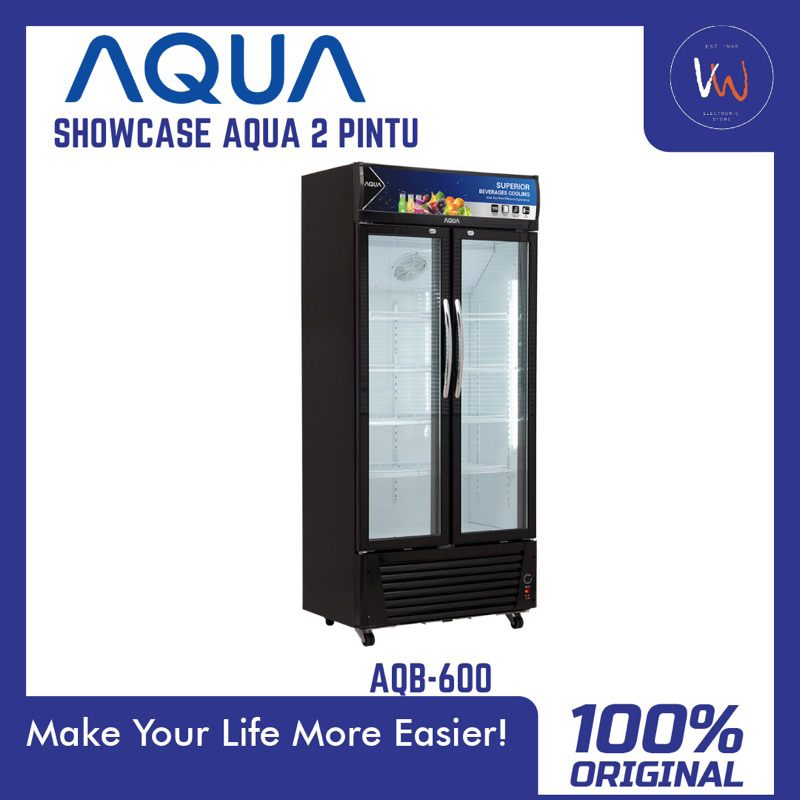 Showcase 2 Pintu Aqua AQB-600 / Pendingin Minuman 2 Pintu