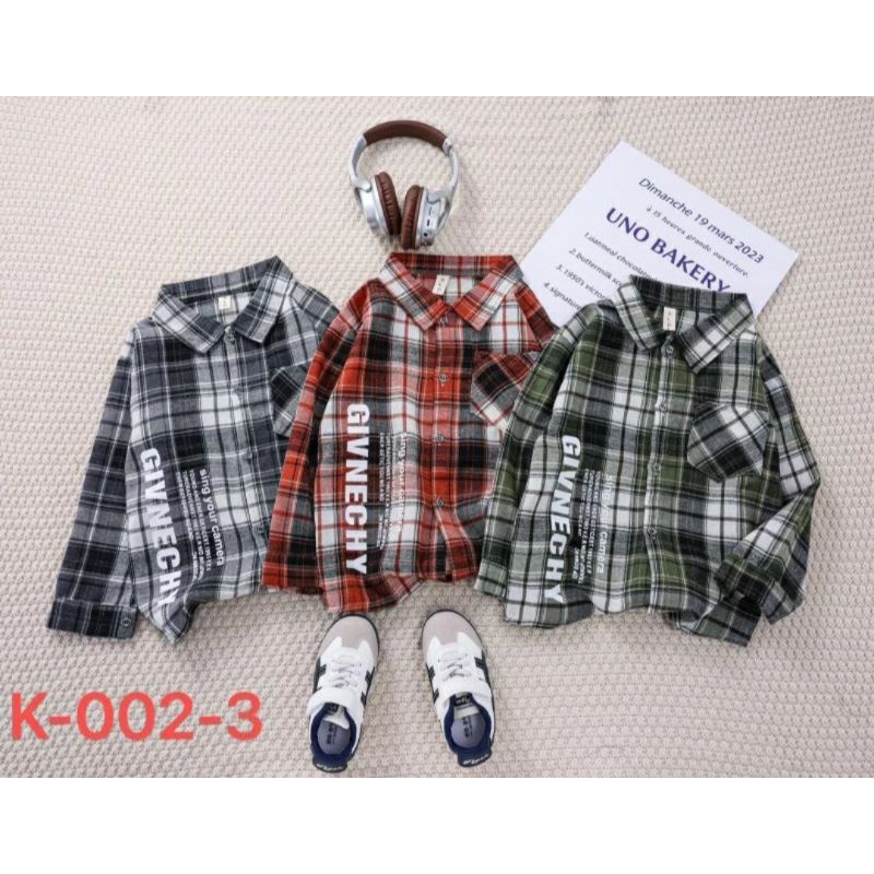 Kemeja flanel anak laki laki import 5tahun - 10tahun baju flanel import kemeja kotak kotak anak cowo