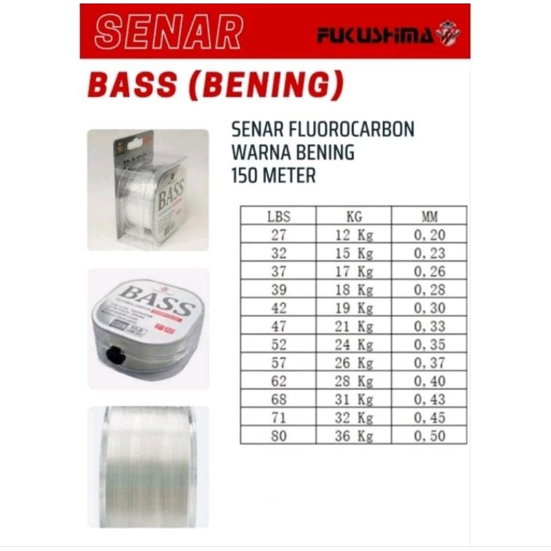 SENAR PANCING FUKUSHIMA BASS FLURO CARBON