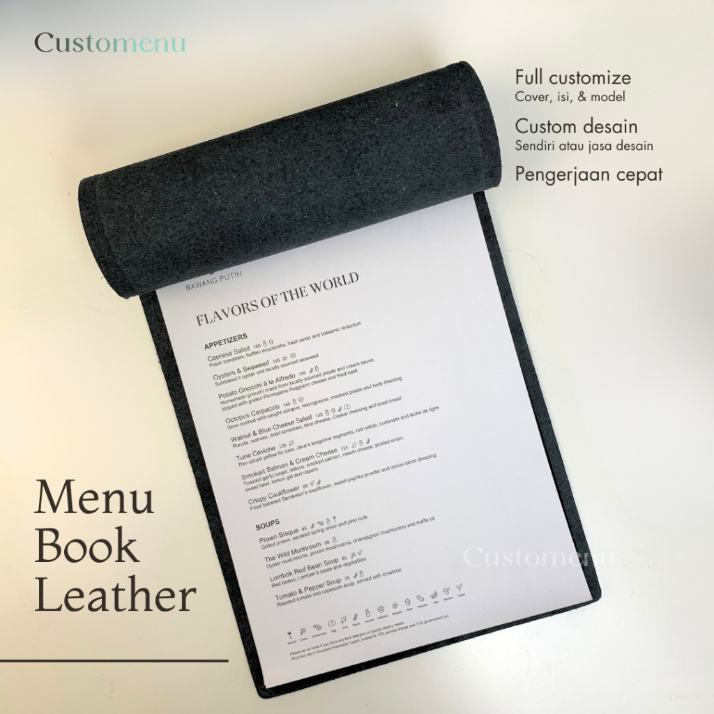 

Custom Buku Menu Bahan Kulit Restoran Hotel Coffee Shop Bistro Longue Model Binder Cover Kulit Sintetis/Cover Menu - Sampul Menu