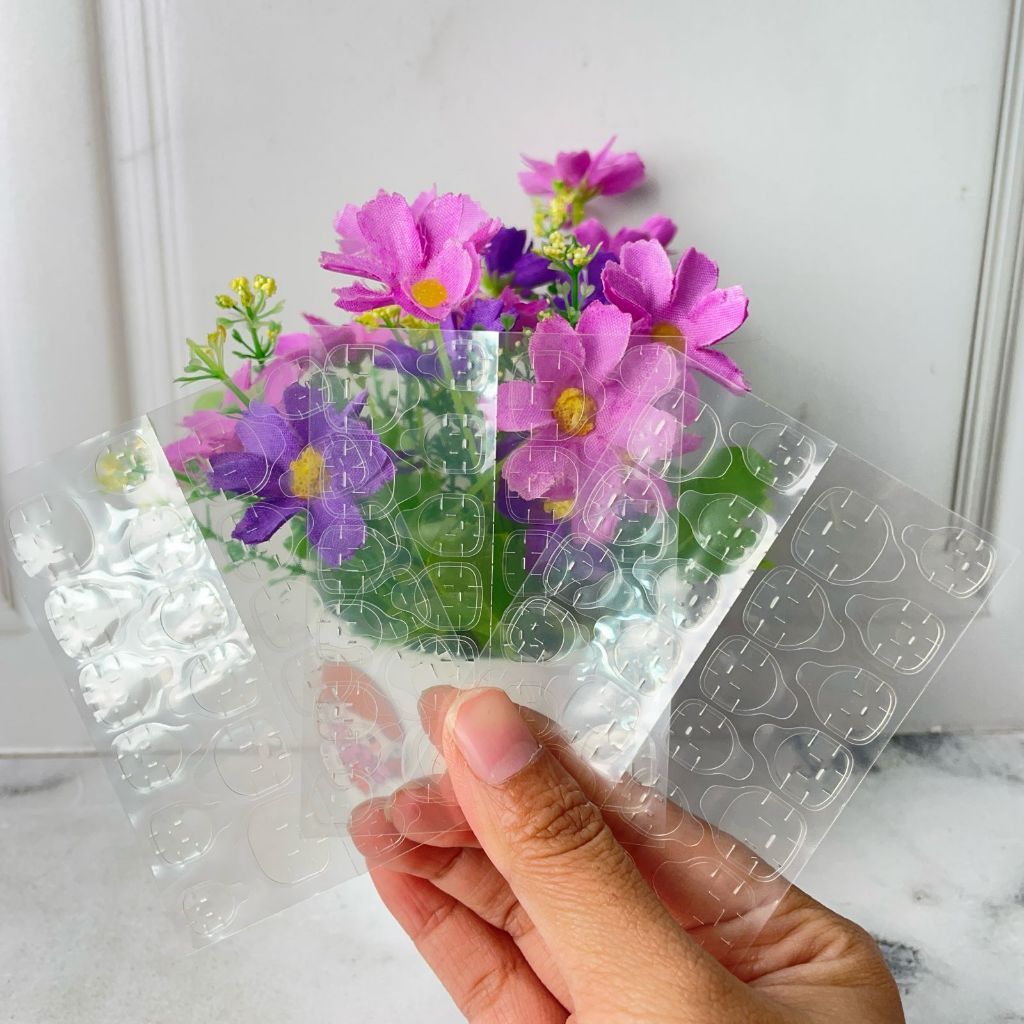 Lem Tempel Kuku Palsu Transparan 1 Set isi 24 PCS Kuat Harga Termurah / Sticker Fake Nail Warna Beni