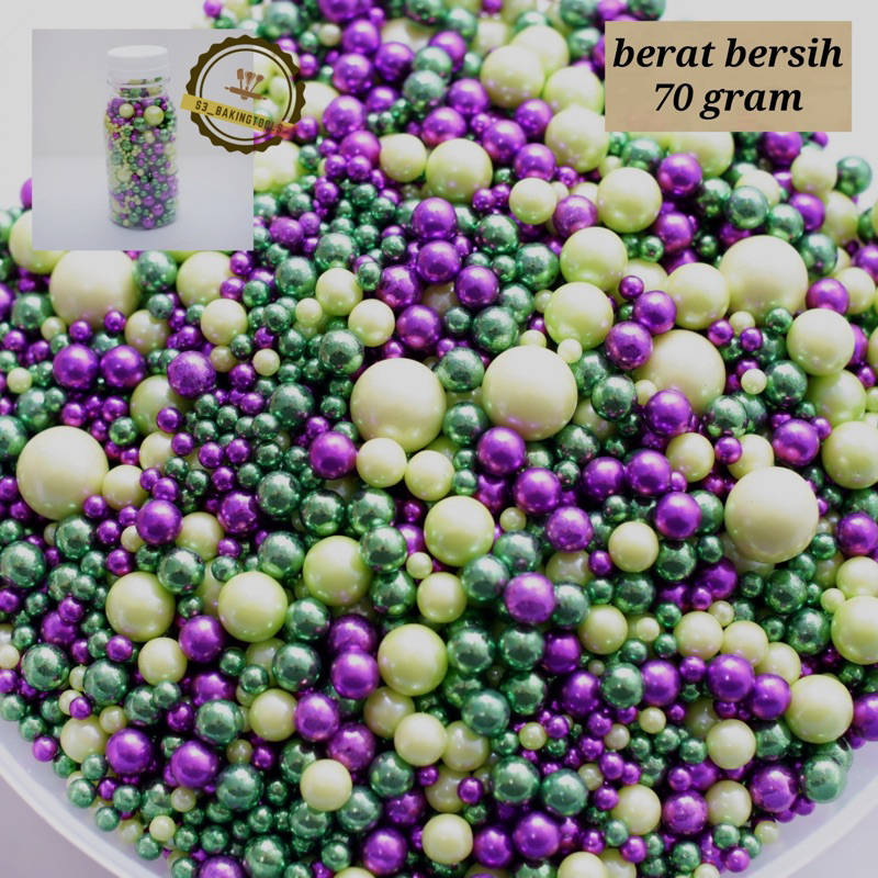 

cake topper sprinkle hiasan kue mix pearl sparkle green 70 gram