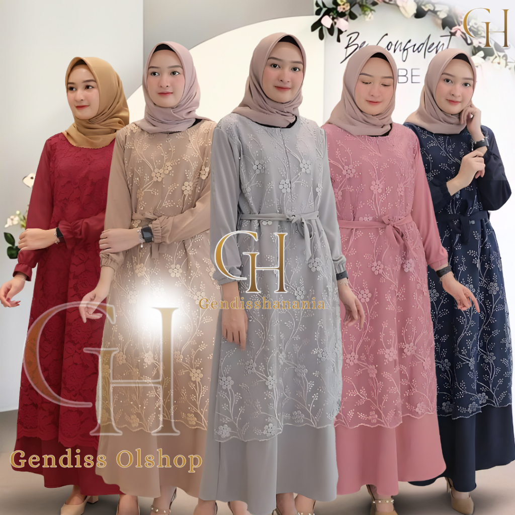 Alma dres mix barukat gamis brokat remaja simple dress kombinasi brokat terbaru brokat merah kebaya 