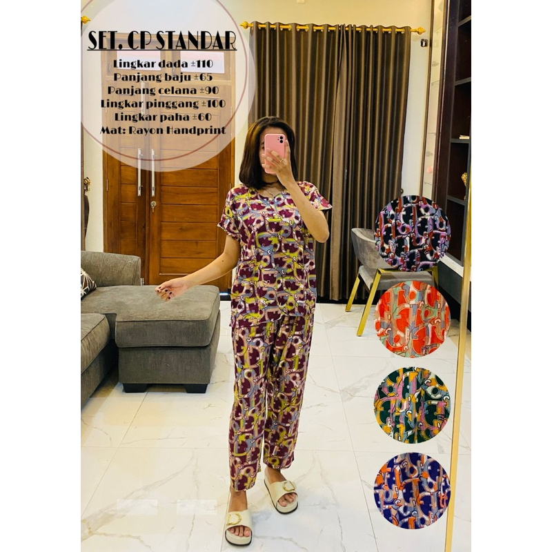 PIYAMA SET WANITA BAJU TIDUR LENGAN PENDEK CELANA PANJANG BABYDOLL PAJAMAS MURAH ONE WAN ON SET SETE
