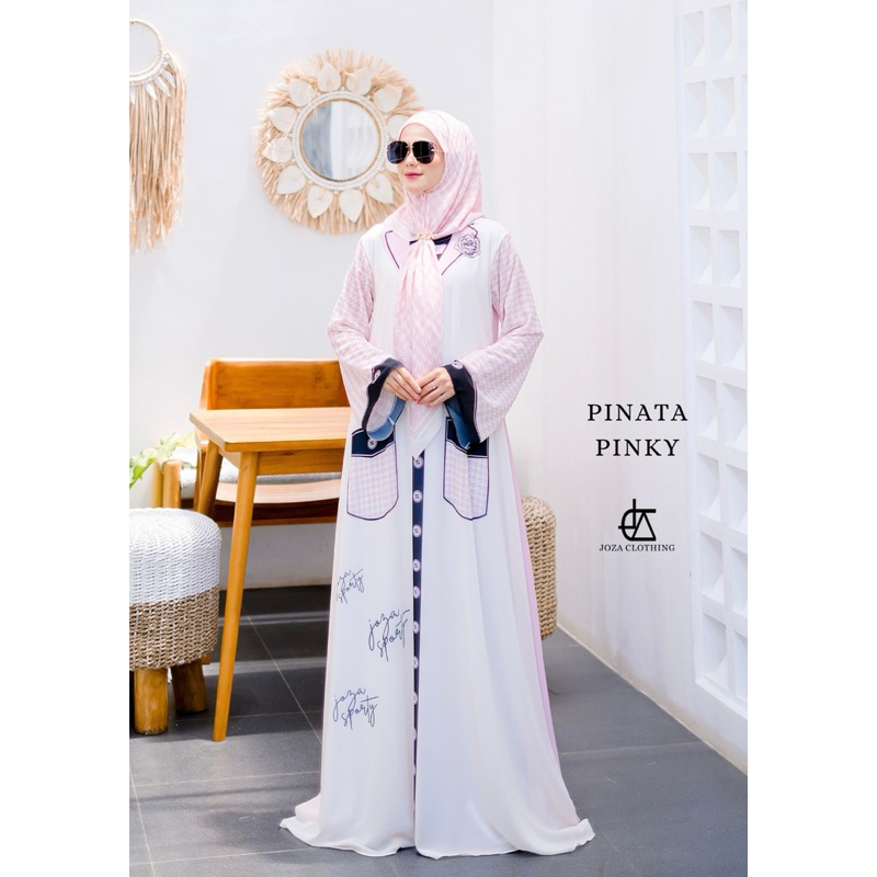 PINATA PINK JOZA ARINA CLOTHING GAMIS DRESS BUSUI MERAH MUDA PUTIH