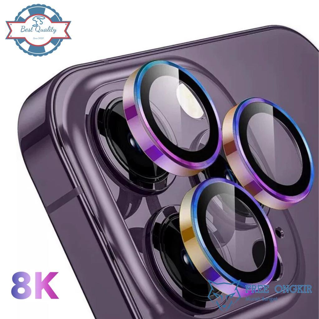 Camera Lens Lensa Kamera Metal For Iphone Tempered Glass 11 12 13 14 15 Pro Max Plus Promax Pelindun