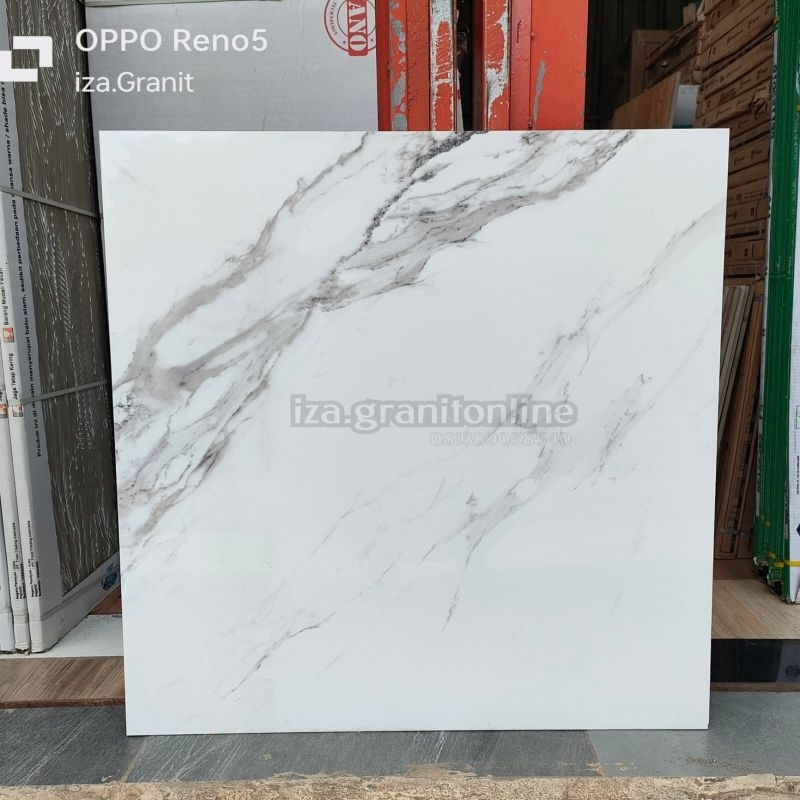 Granit lantai 80x80 indogress putih motif marble glossy mengkilap