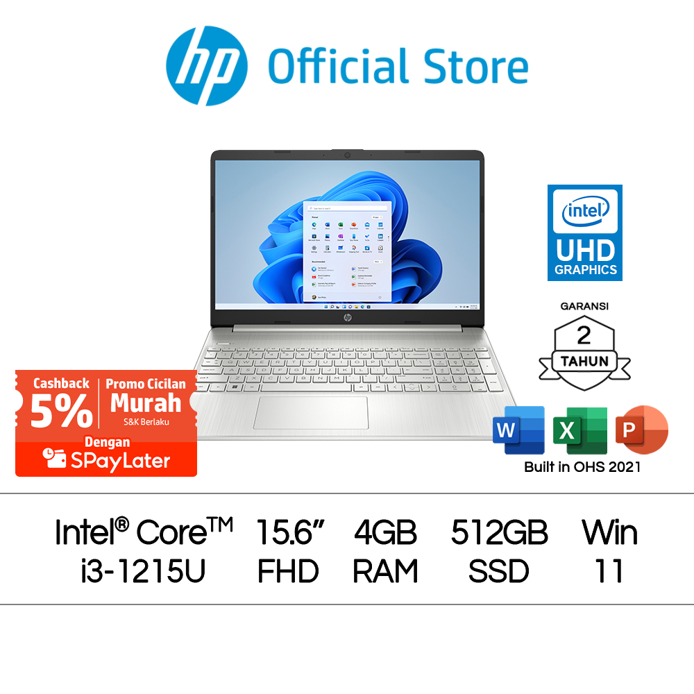 Spaylater 0% - Laptop HP 15s-fq5148TU Core i3 UHD 4GB & 8GB RAM 512GB SSD Windows 11 15.6 Inch Intel Garansi 2 Tahun / 14s-dq5115TU / 14s-dq5127TU / Promo Murah Gratis Ongkir Official Non Second Image 6