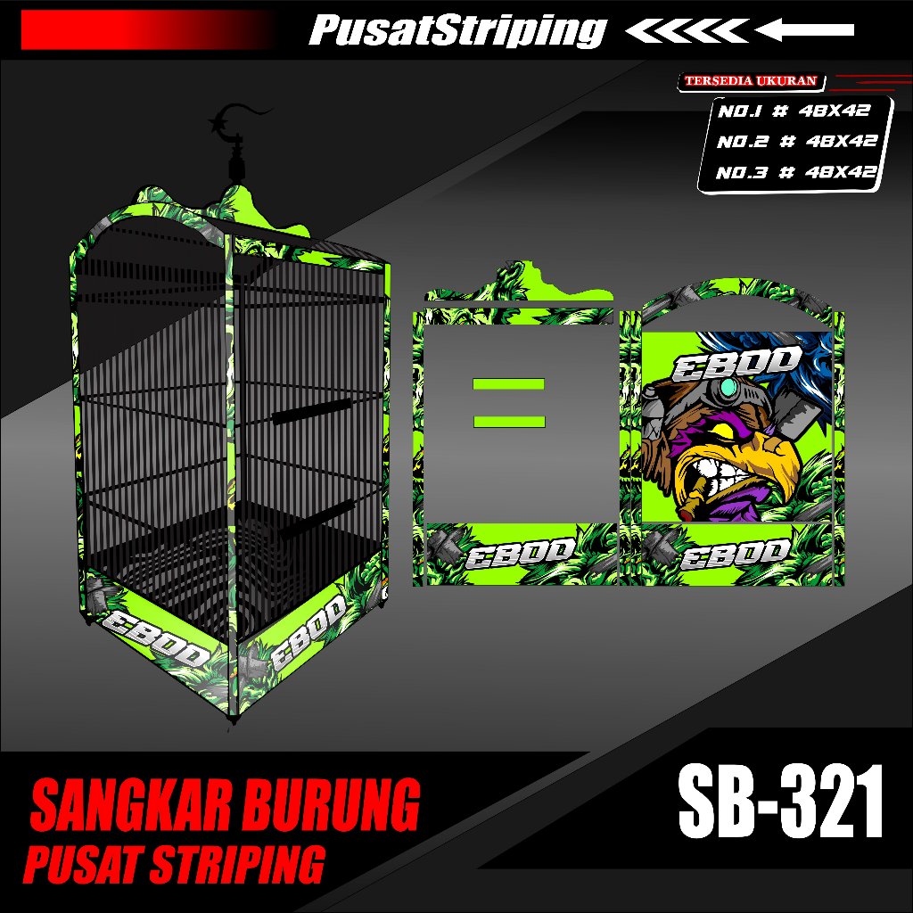 Stiker Decal SANGKAR KOTAK - Sticker Sangkar Burung Kotak Ebod Kosan Cucak Ijo