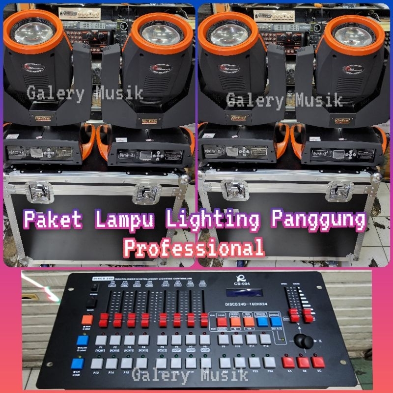 Moving head Beam 230watt Gpro profesional lighting 2set (4unit beam) + Mixer dmx Disco 35  - 40watt