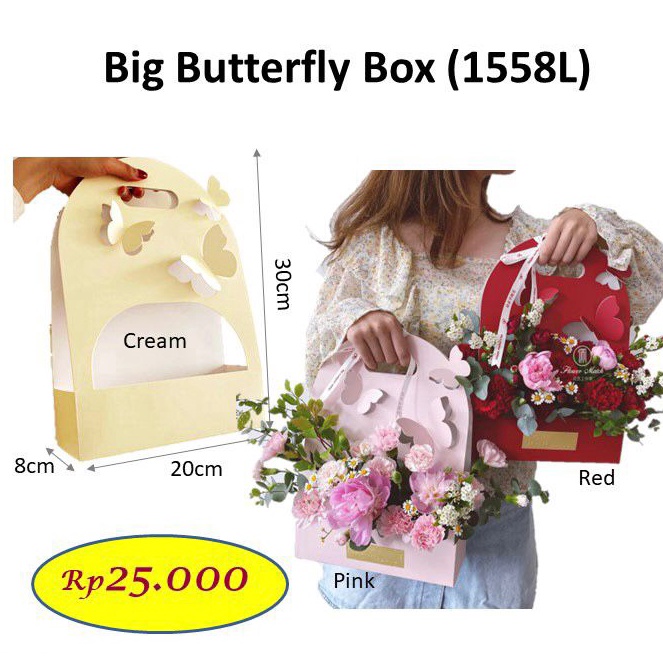 

berkualitas Big butterfly box kotak bunga barang florist 1558L box bunga