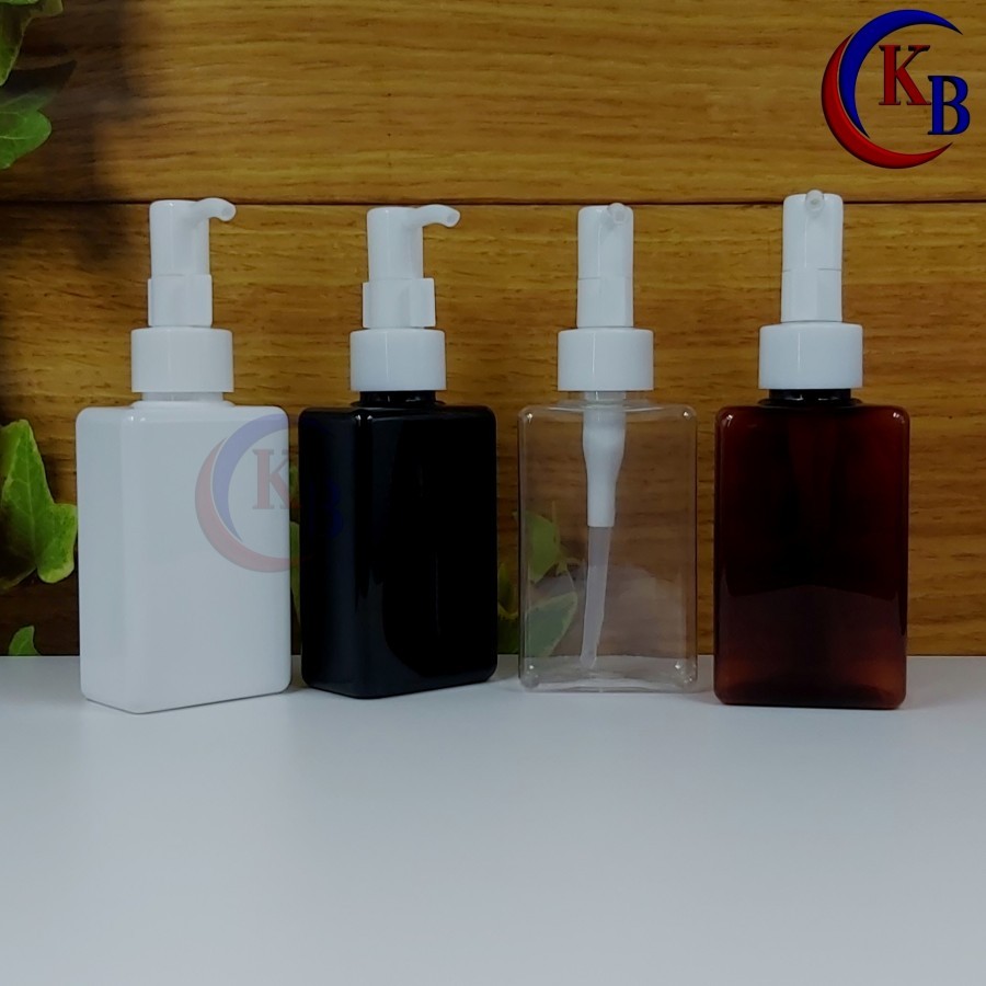 BOTOL KOTAK PUMP LOTION PUTIH 100 ML / BOTOL PLASTIK 100ML NECK 24