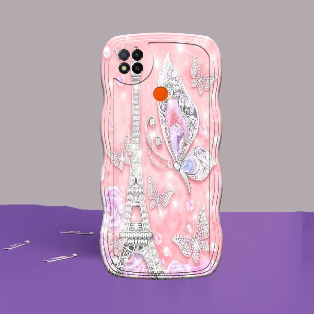 Soft Case Gelombang Hp Xiomi Redmi 9C - Redmi 10A  Case Pro Camera - Fashion Case Motif Kupu Kupu - 