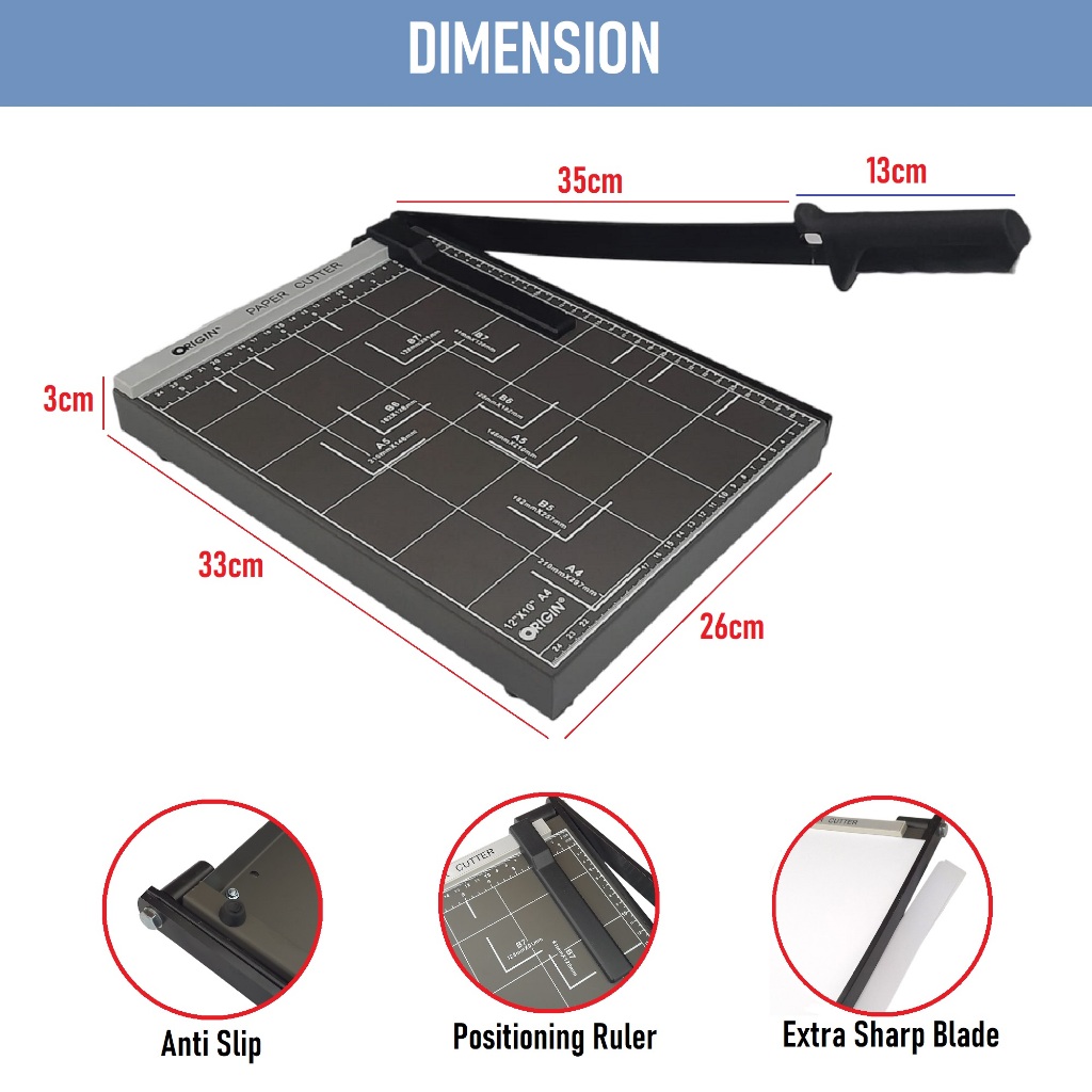 

Alat Pemotong Kertas A4 / Alat Potong Kertas Origin A4 / Paper Trimmer / Paper Cutter A4 / Cutting