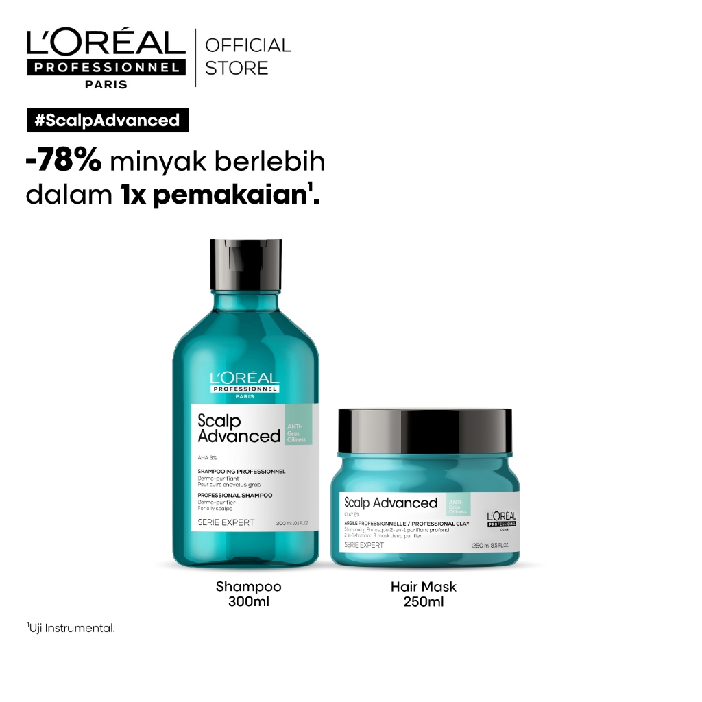 Dermo Purifier & Masker Anti Rambut Lepek dan Berminyak Treatment (Set Lebih Murah) by L'Oreal Profe