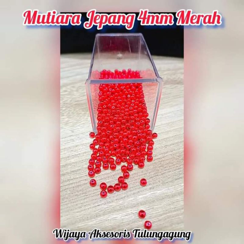 25gram Mutiara Jepang 4mm Seri Warna Merah Payet Mutiara MGB