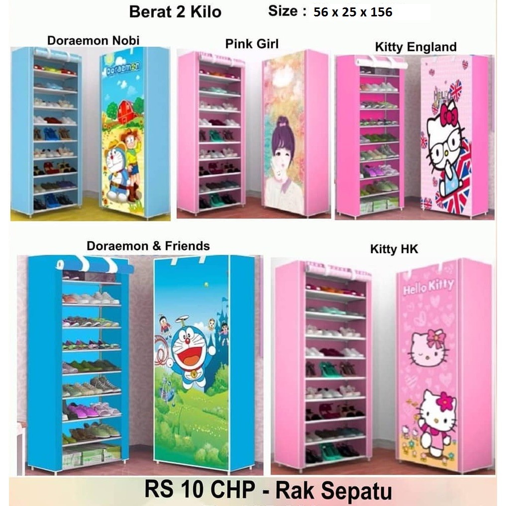 RAK SEPATU / TEMPAT SEPATU / RAK 10 TINGKAT / RAK KARAKTER / SEPATU / ANAK