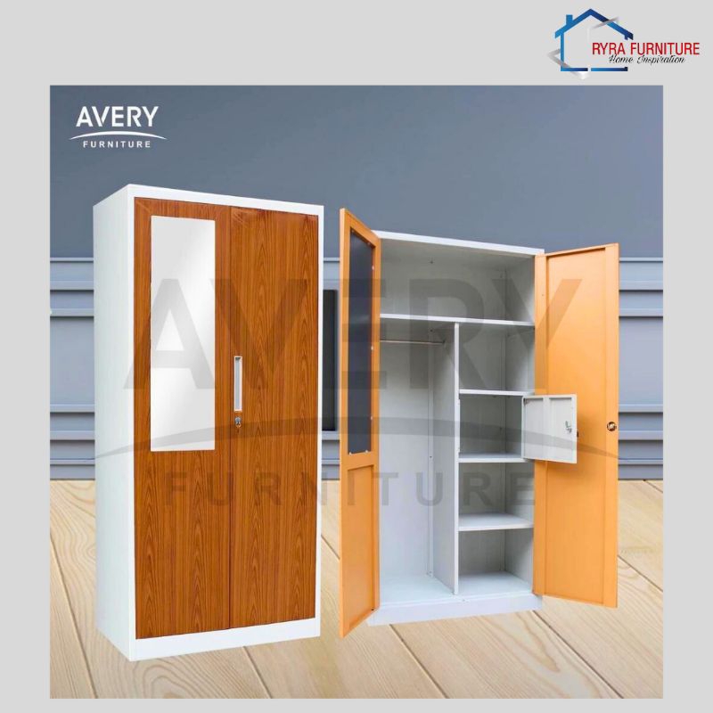 AVERY - MM WOOD 2P - LEMARI BAJU BESI 2 PINTU/LEMARI PAKAIAN BESI/LEMARI BESI ESTETIK