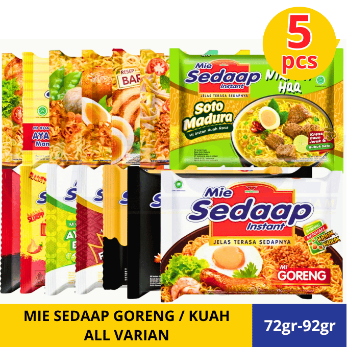 

(ISI 5pcs) MIE SEDAAP GORENG / KUAH SEMUA RASA (BISA MIX VARIAN)