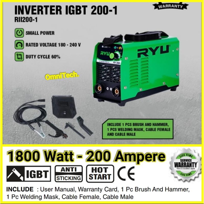 Mesin Travo Trafo Las Listrik Inverter 200A RII200 1800W RII 200-1 RII 200 RYU TEKIRO 200 A