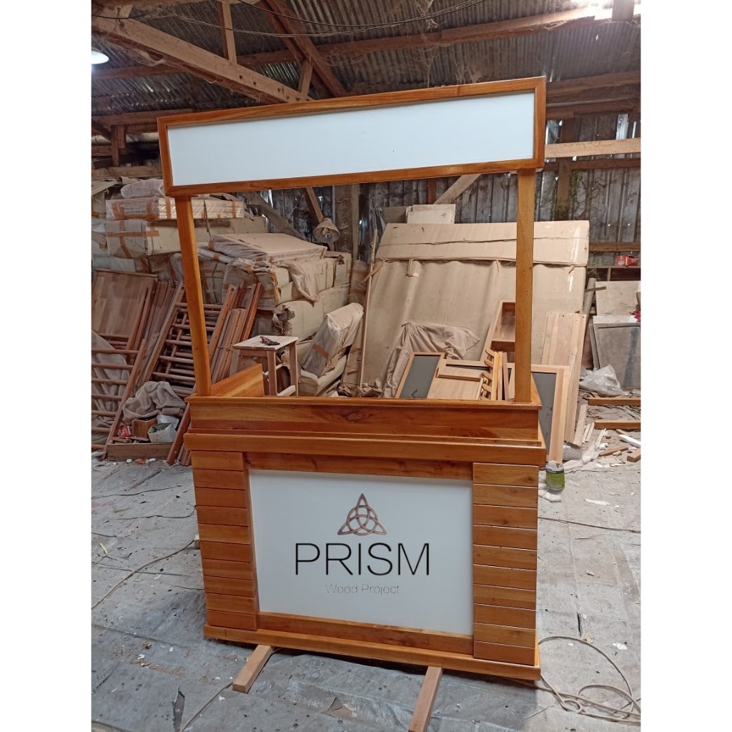 PB-01 Booth portable rombong knockdown bongkar pasang event desk meja