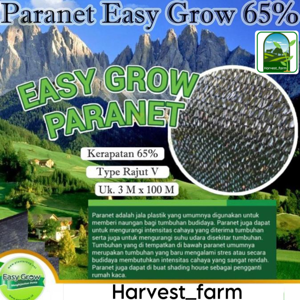 Paranet Easy Grow 65% - Jaring Paranet 100 Meter - Paranet 65% 1 Roll