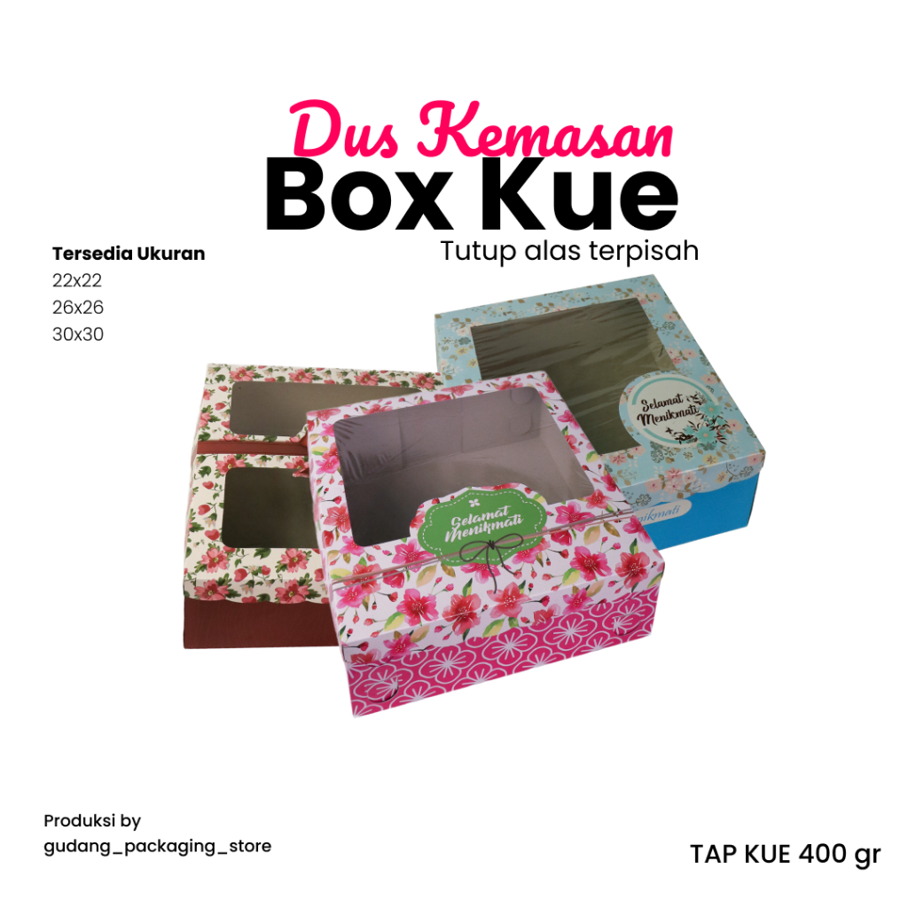 10 pcs / 22x22 / Dus Kemasan / Box Kue / Snack Box / Dus Makanan / Dus Bolu / Dus Kue / Box Bolu / D