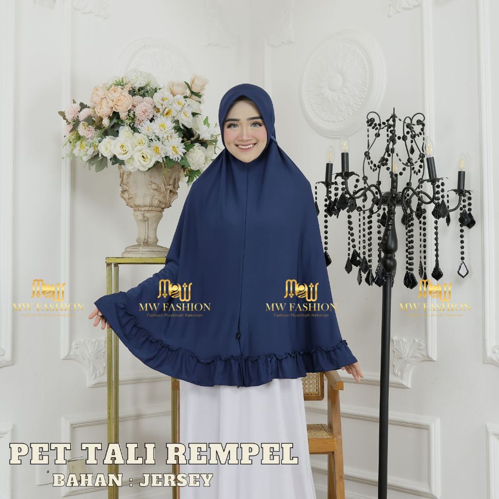 Hijab Syari Bergo Rempel Jumbo XXXL Jilbab Instan Jersey Model Pinguin (Pet Tali Rempel)