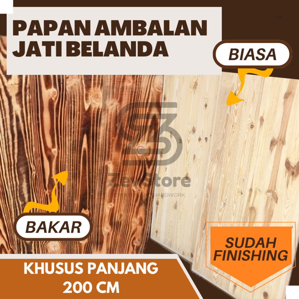 PAPAN AMBALAN JATI BELANDA SUDAH FINISHING LEBARAN 200CM