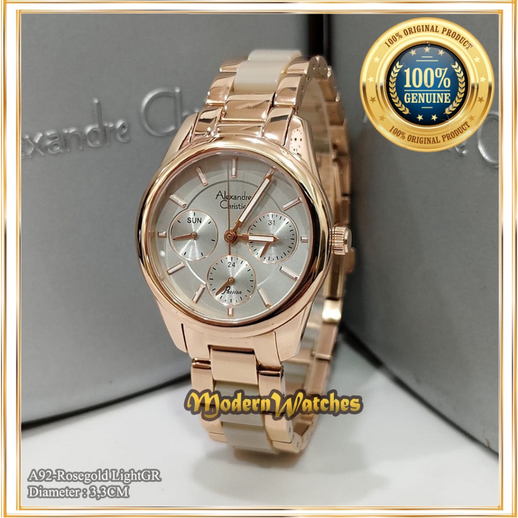 Jam Tangan Ori Alexandre Christie Wanita AC 2938 / 2A31 Rosegold Pink Soft Rantai Stainless Alexande