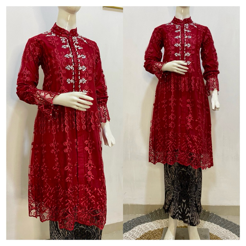 Kebaya Brokat Cantik Sabreena Tunik Payet