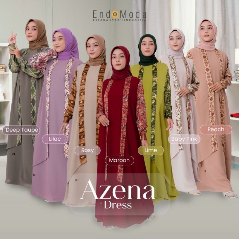 Gamis Original Azena Dress by Endomoda|Baju Kebaran|Home Dress Motif|Dress Bunga Cantik|Gamis Syari 
