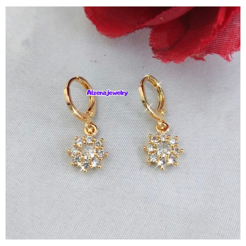 Anting Xuping Gold Anting Dewasa Model Clip Permata Bunga