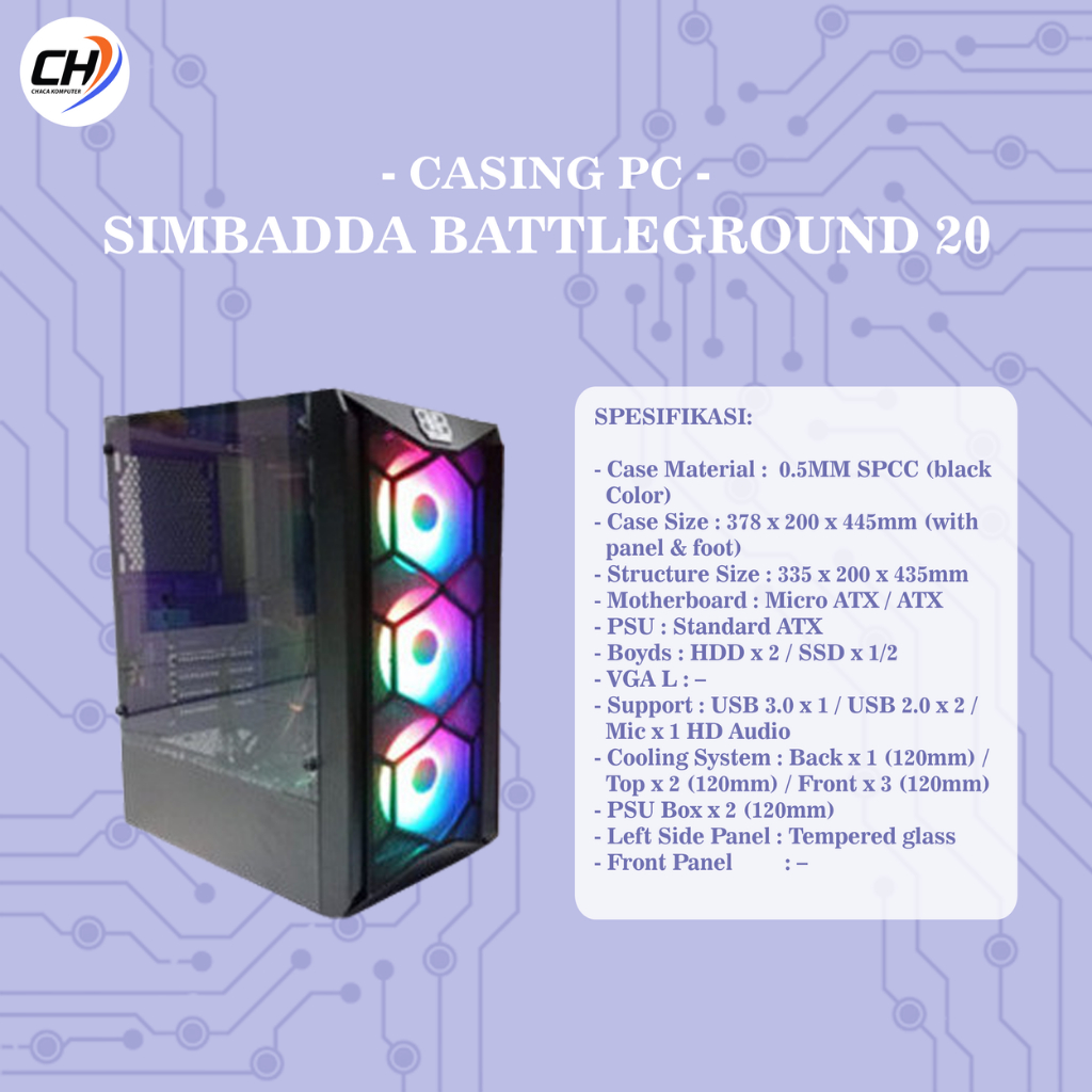 Casing PC Simbadda Battleground 20 - NON PSU