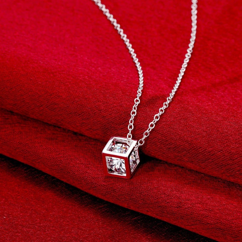 Kalung - Titanium Silver Color Anti Alergic Anti Karat Tiaria Jewelry / Perhiasan Wanita Crystal Zircon Anti Luntur - Tiaria Sedia Perhiasan Emas Putih Asli 1 Gram Perak Titanium Platinum Rose Gold--SPCN750_2