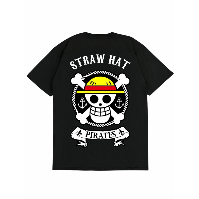 Kaos Baju TOPI JERAMI BAJAK LAUT STRAW HAT PIRATES JAPANESE LUFFY SHP CREW ONE PIECE ANIME Tshirt Di