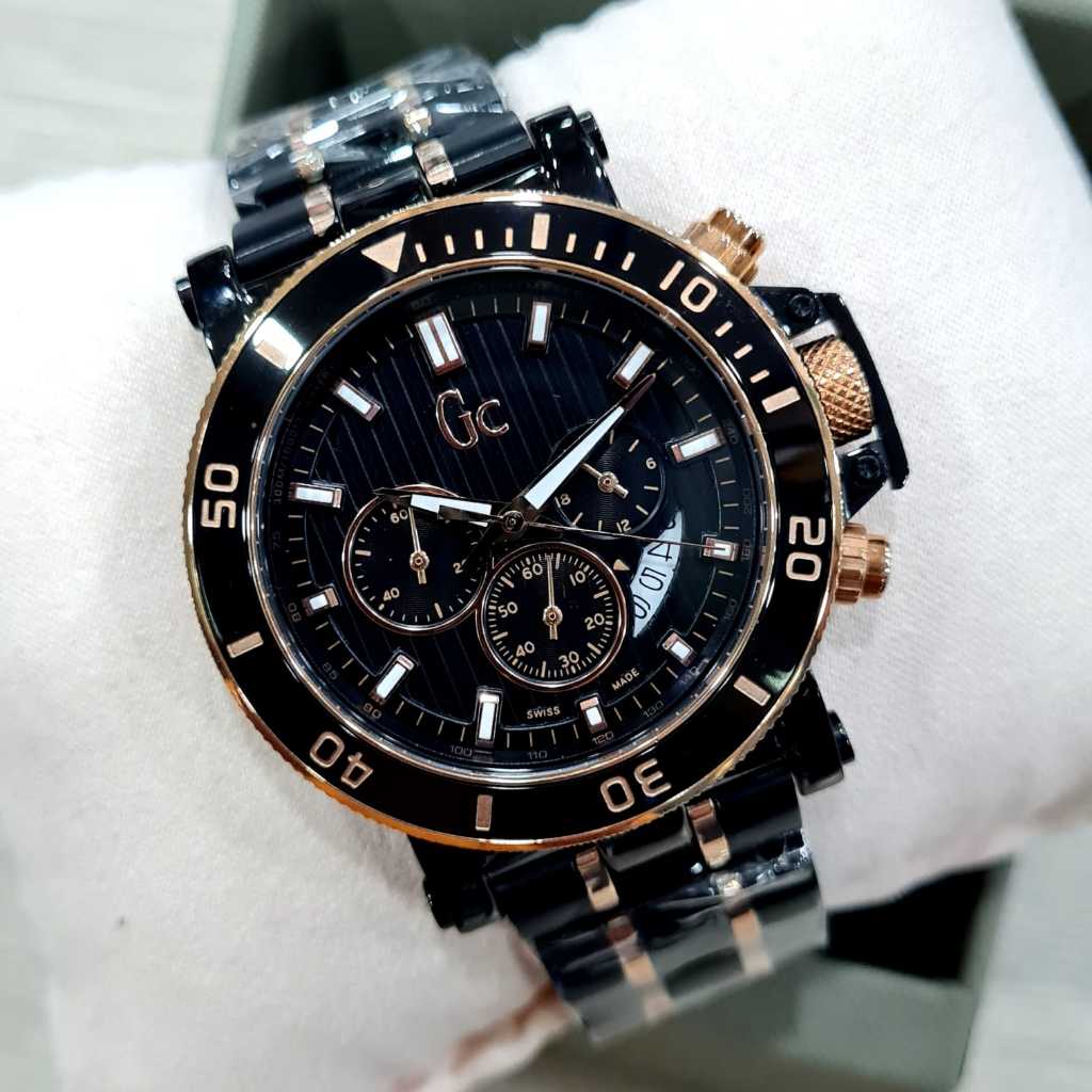 Jam Tangan Pria Gc X95005G5S Guess Colection Stainless Steel Chrono Date Aktif
