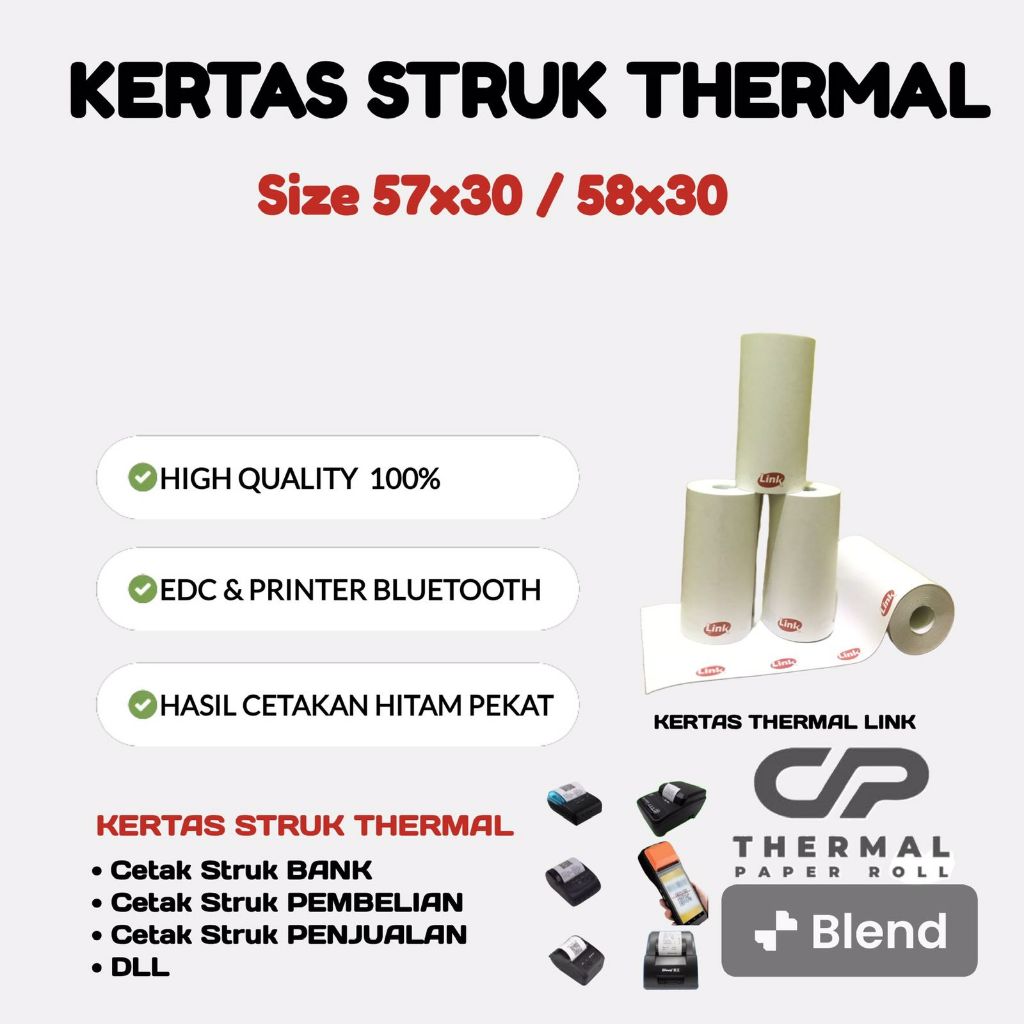 

Kertas Thermal Edc Logo Link Paket 10 Roll/1 Pack Kertas Thermal Berkualitas Dan Teraik Cp Thermal Paper Roll