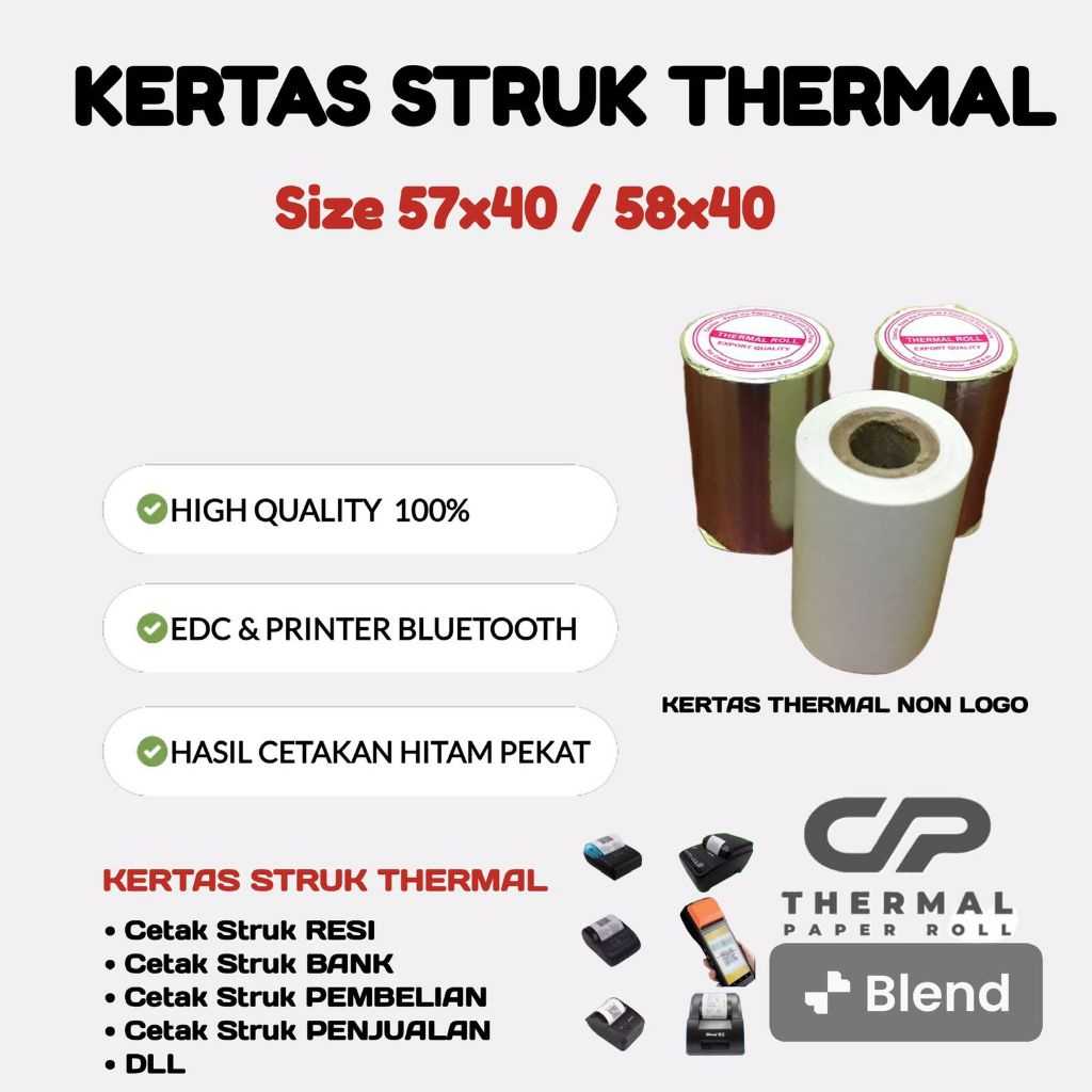 

Kertas Thermal Edc Polos 10 Roll/1 Pack Kertas Thermal Berkualitas Dan Terbaik Cp Thermal Paper Roll