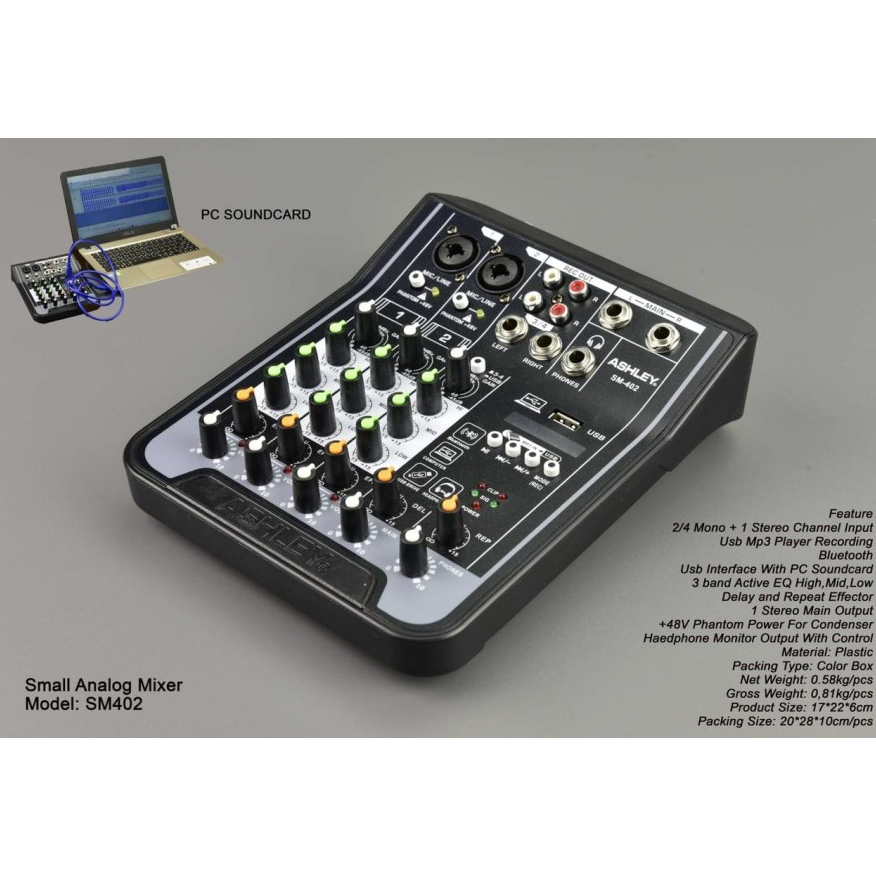 Mixer Audio Ashley SM-402 2 4 Channel / Mixer Ashley SM402 4 CH Original Bluetooth Ashley SM 402 BT