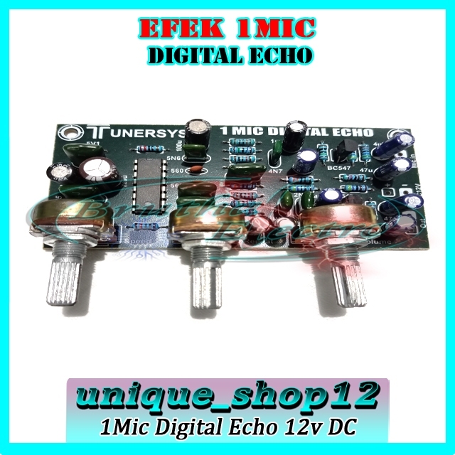 Tunersys Kit Pre Amp 1Mic Efek Digital Echo 12V Dc 3Potensio Speed - Repeat - Volume