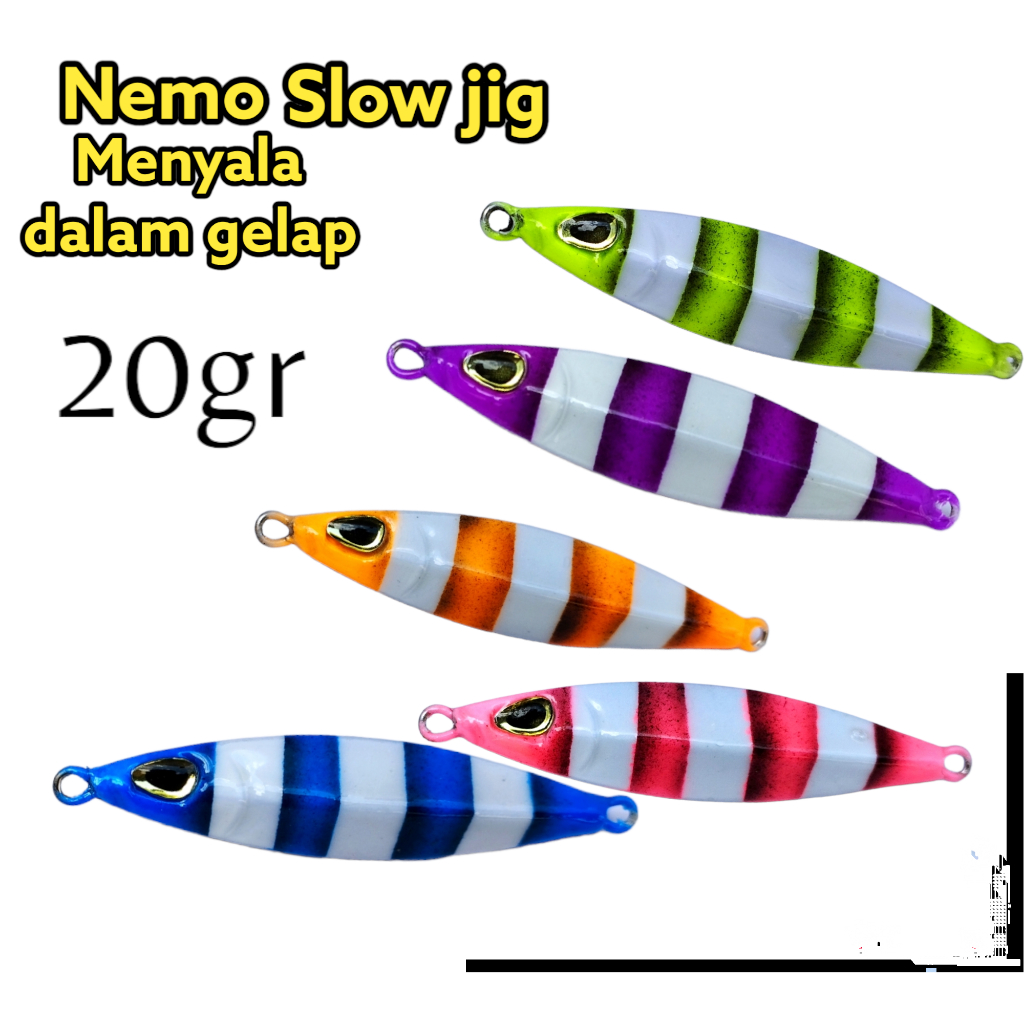 umpan umpan micro jig 20g nemo menyala dalam gelap ful gid umpan casting uman jigging umpan koika 7g