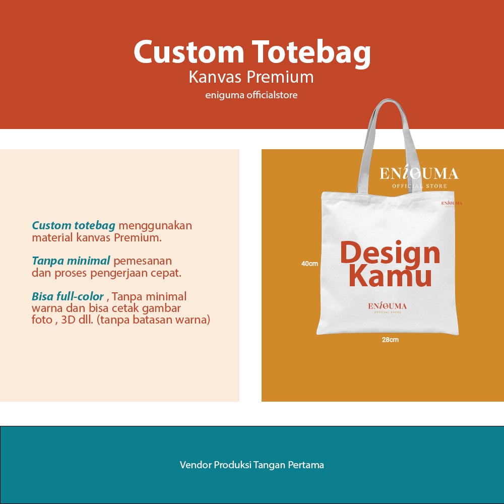 1 hari beres Totebag custom kanvas premium kualitas terbaik vendor tangan pertama