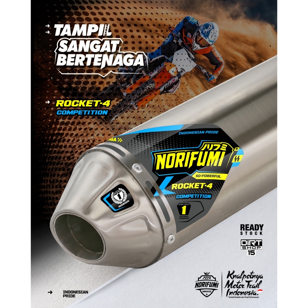 KNALPOT NORIFUMI ROCKET4 STANDART BOREUP KOMPETISI KLX/DT 150 KLX140 DAN CRF150 WR155