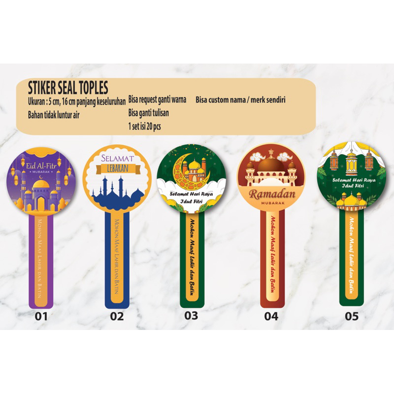 

(FREE CUSTOM) STIKER TOPLES 5x16cm / sticker idul fitri/ stiker label kue lebaran