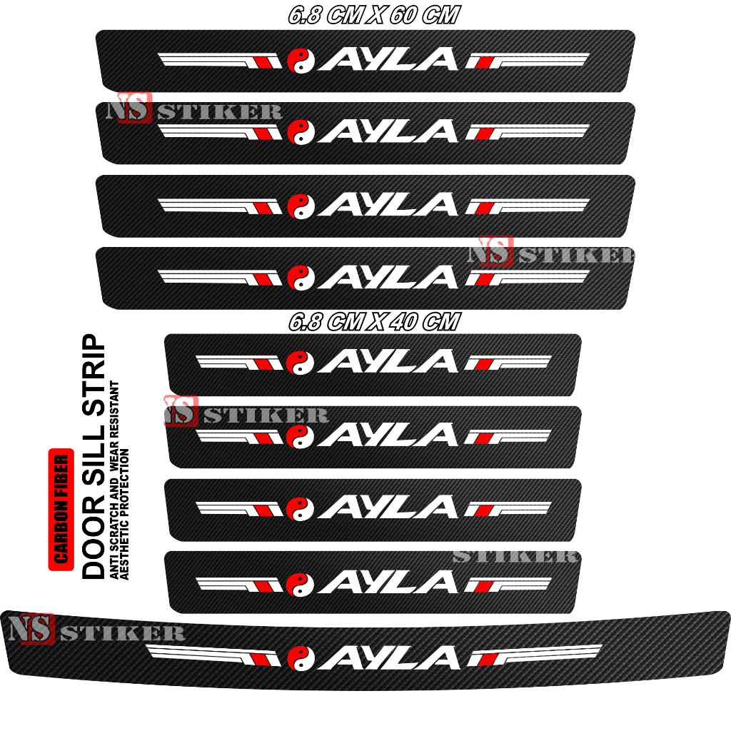 9 Pcs Stiker Pelindung Pintu Mobil Ayla 3D Door Sill Plate Guard Daihatsu Stiker Pijakan Pintu
