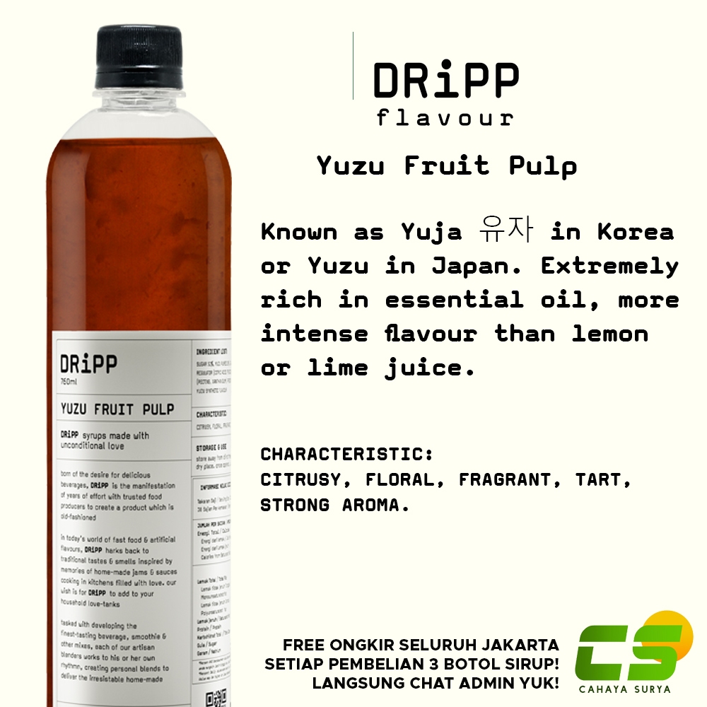 

Dripp Sirup / Syrup - Yuzu Fruit Pulp (Sirup Bubur Buah Yuzu) 760 ml