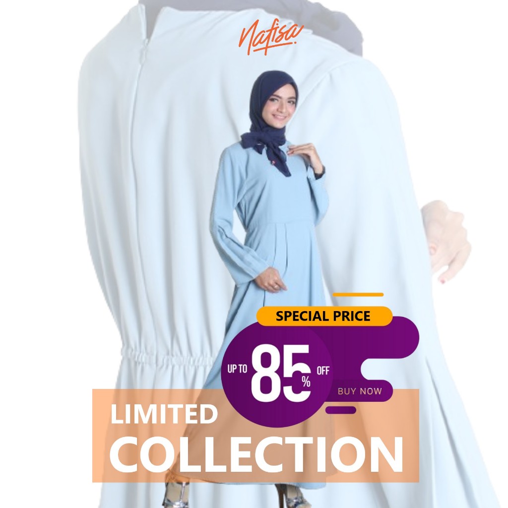 Nafisa Dress Rosalina - Gamis Lengan Panjang Syar'i Elegan