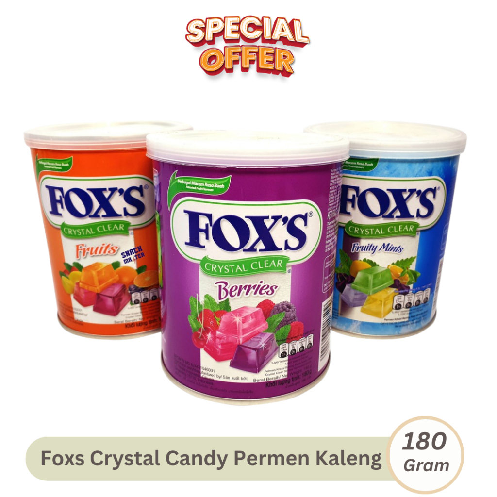 

Foxs Kaleng 170gr Permen Fox's Crystal Clear Berbagai Rasa Buah